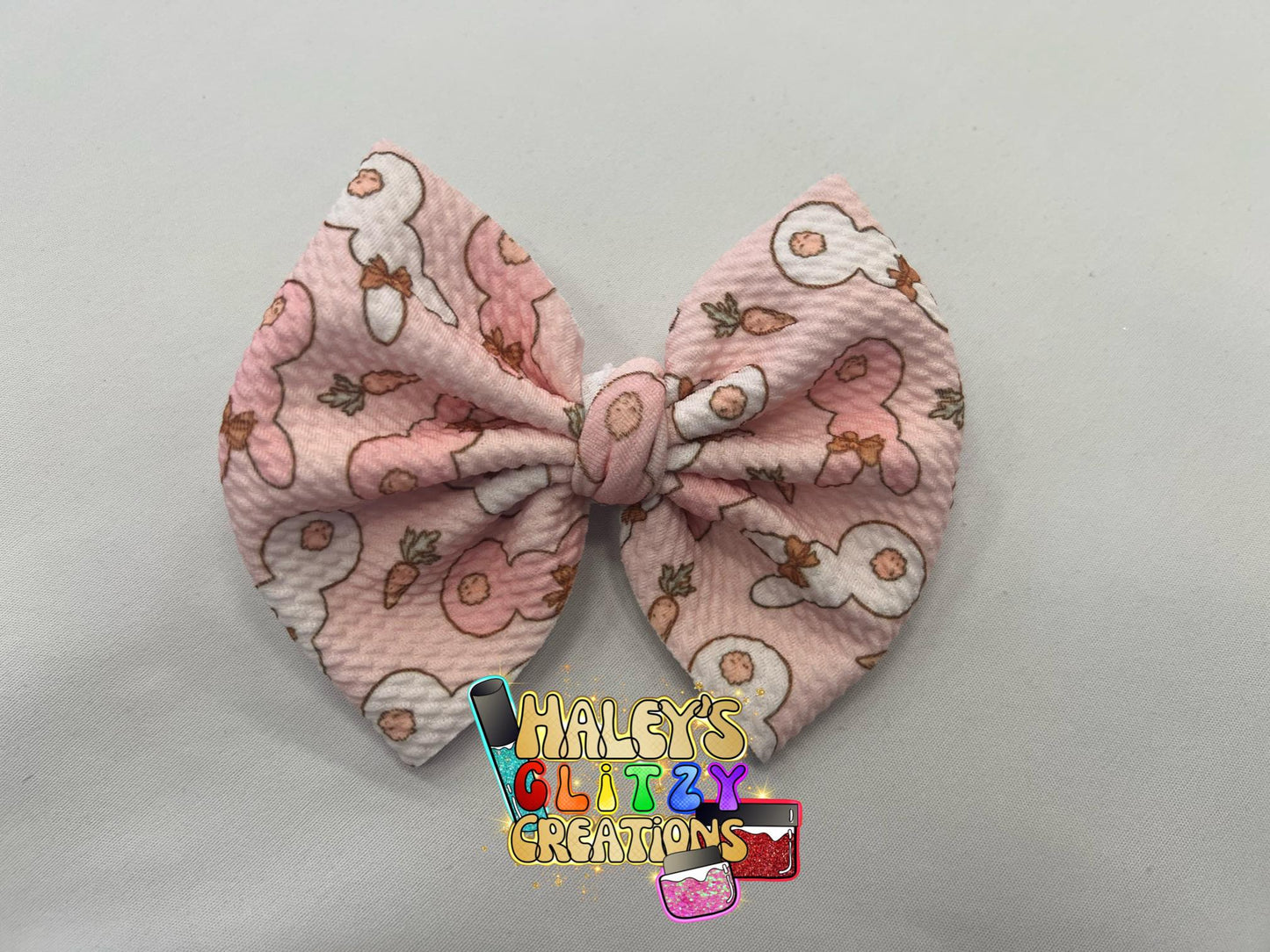 Bunny Tail and Carrots 5 inch Bow